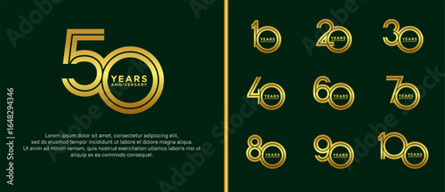 anniversary vector logo set, golden color can be use for celebration