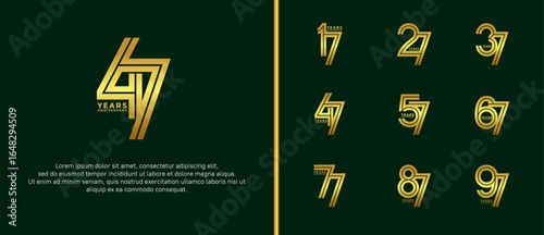 anniversary vector logo set, golden color can be use for celebration