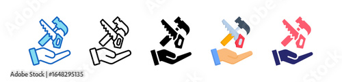 Carpentry Multiple Style Icon Set Collection. 