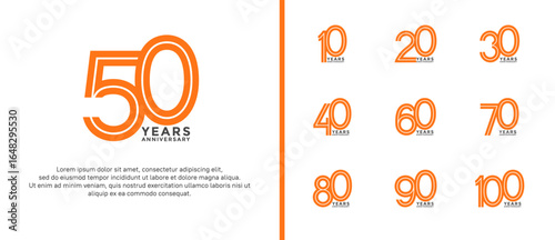 anniversary vector logo set, orange and black color can be use for celebration