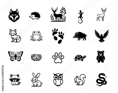 Pet animals doodle icon set. vector