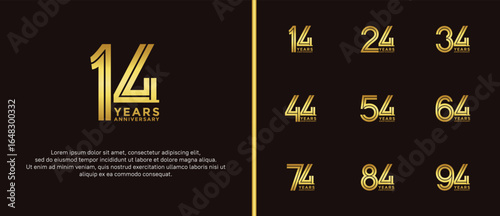 anniversary vector logo set, gold color can be use for celebration