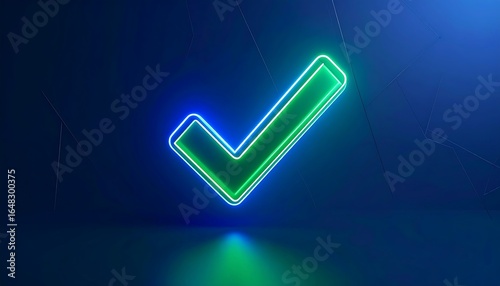 Neon checkmark graphic on dark background (2)