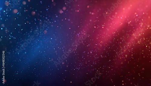 Abstract backdrop of vibrant, swirling, bokeh particles in dark blue and red