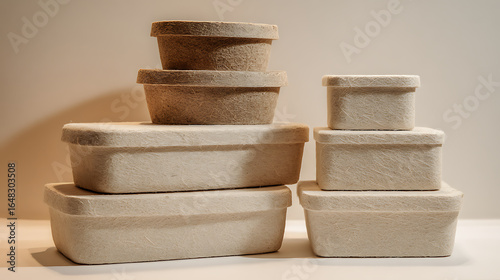 Biodegradable mycelium packaging safeguarding electronic devices in a zero-waste retail display setup.