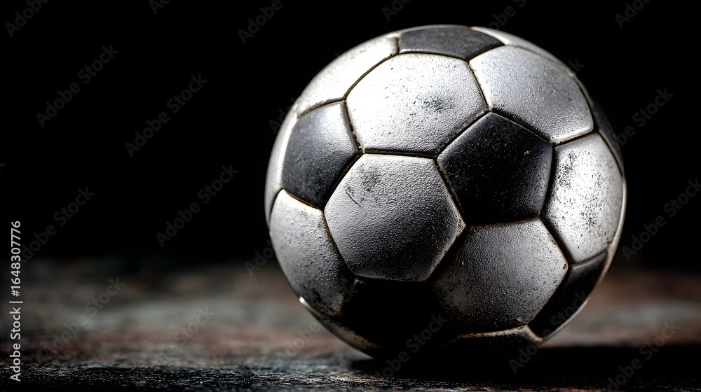 Fototapeta premium Close-up of a weathered soccer ball.