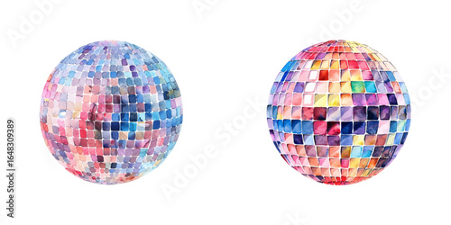 disco ball watercolor vector illustration
