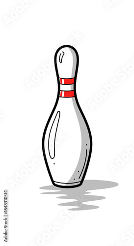 Classic bowling pin with red stripes ready for strike in a sport recreation activity