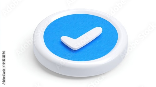 Regulatory blue button featuring a tick mark indicating ai-powered data compliance and readiness for standards
