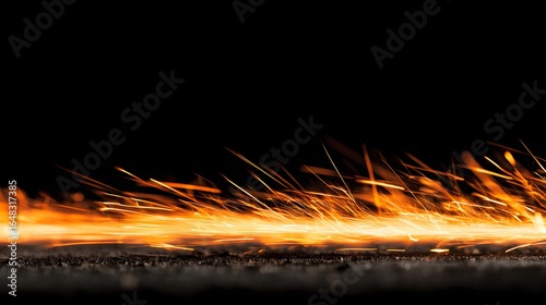 Bright sparks from a fiery source against a dark background.