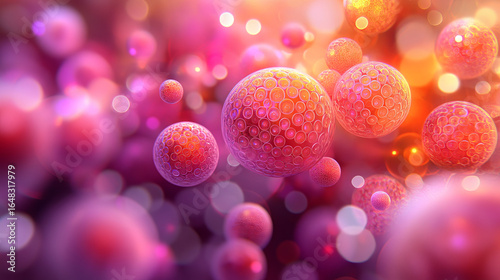 Abstract representation of microscopic particles in vibrant colors