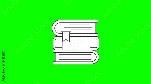 2d Line Animation of books fell from above into a pile of books