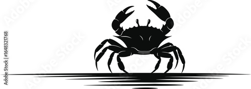 A silhouette of crab, representing marine life, seafood, and coastal environments