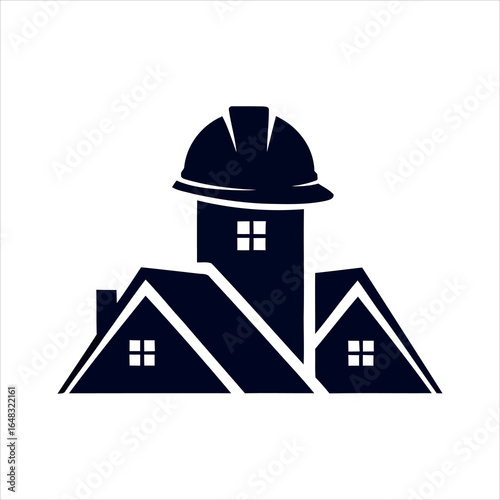 Home Builder Construction Logo with Hard Hat Symbol