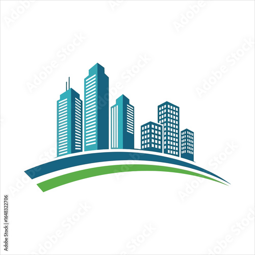 Modern city skyline logo vector icon
