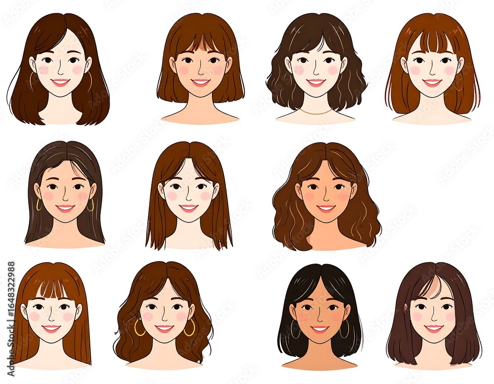 Diverse women's hairstyles Diverse women's hairstyles