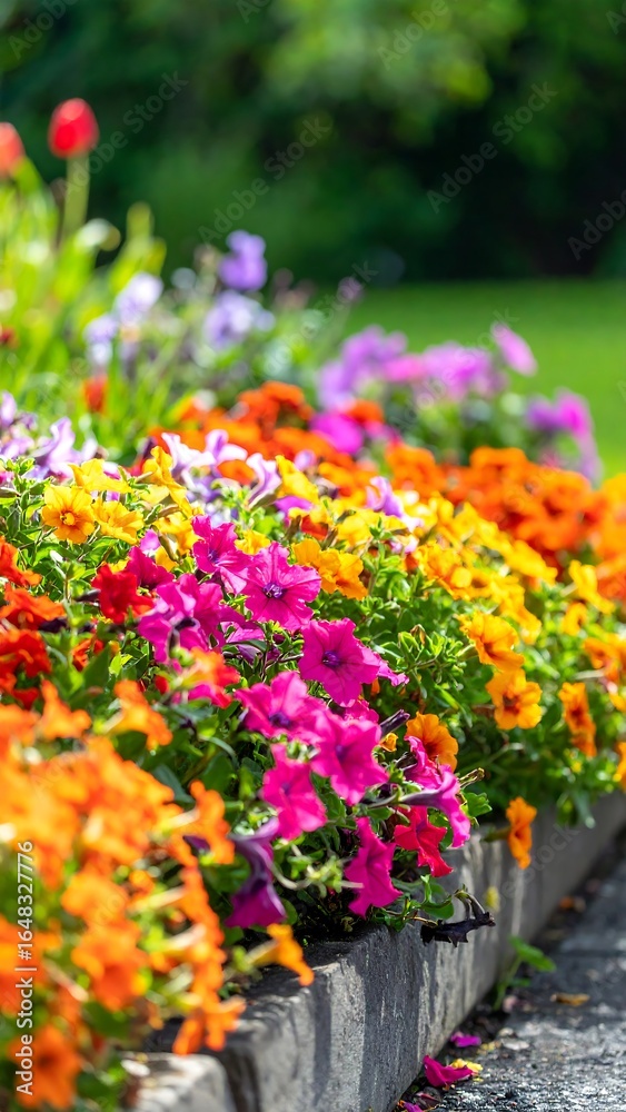 Fototapeta premium Vibrant flowerbed in a garden