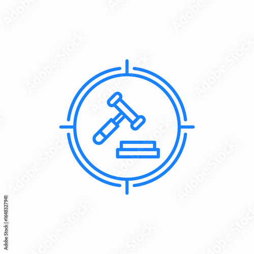 judge hammer target icon sign vector