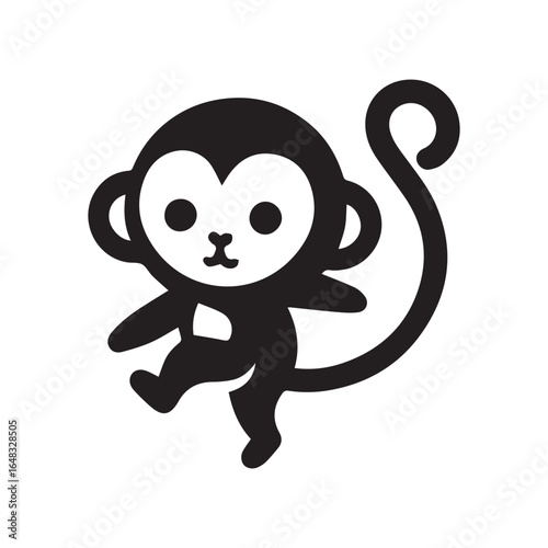 illustration of a monkey moving actively, with a white background