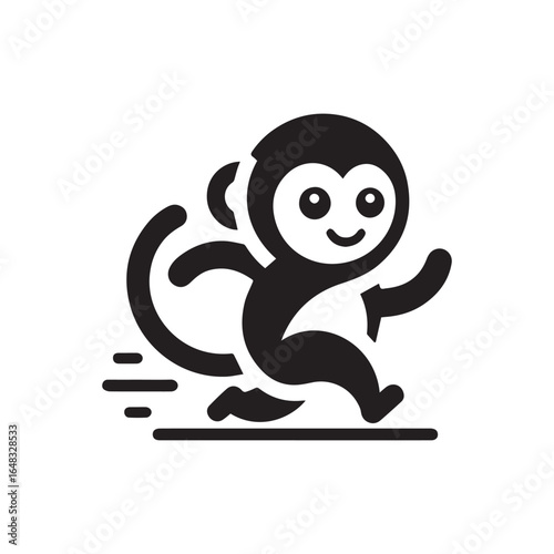 illustration of a monkey moving actively, with a white background