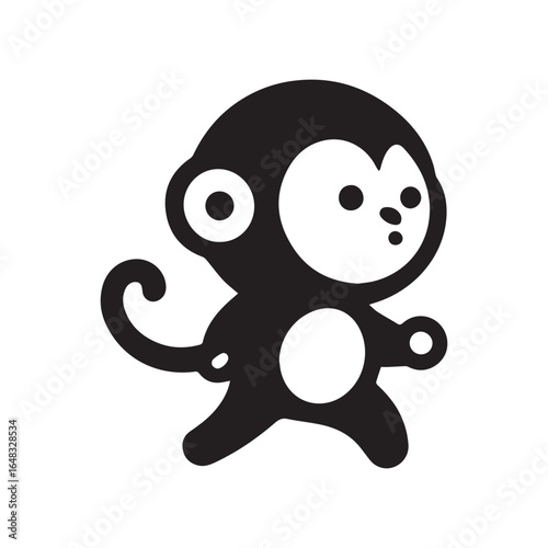 illustration of a monkey moving actively, with a white background