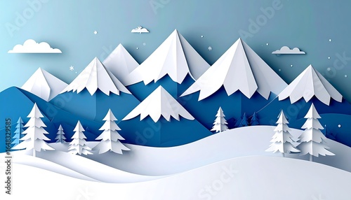 Winter landscape, paper art style