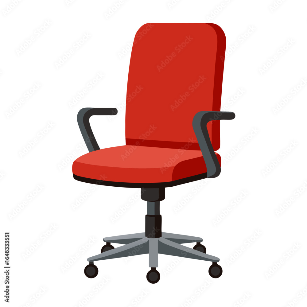 A red office chair with black armrests, no background vector file. A red office chair with black armrests, no background vector file.