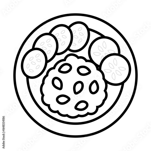 out line coloring black and white thai food 