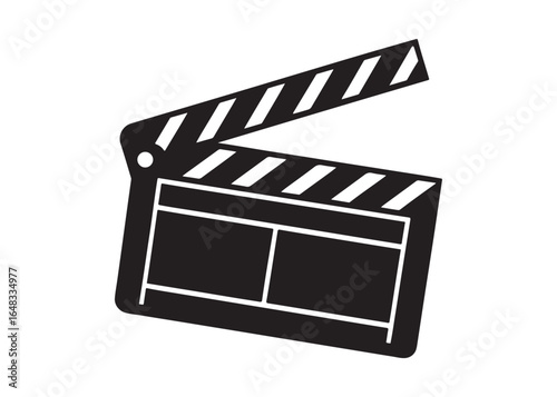 Movie Clapperboard Silhouette Vector Illustration Isolated on White Background.