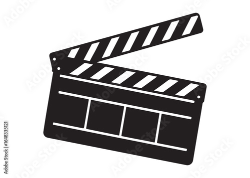 Movie Clapperboard Silhouette Vector Icon for Film Production.