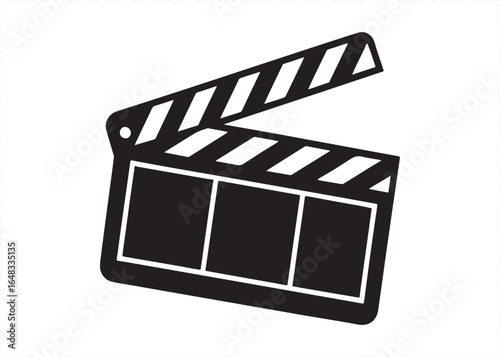 Movie Clapperboard Silhouette Vector Icon for Film Production.