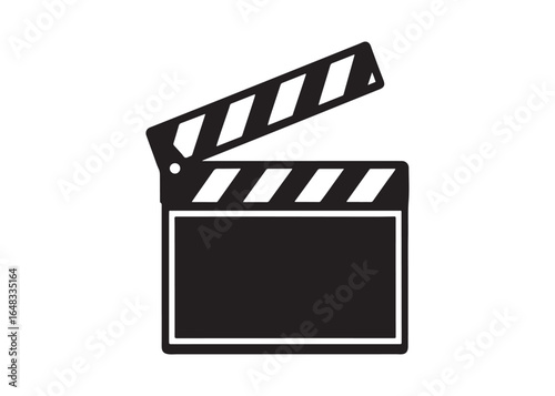 Movie Clapperboard Silhouette Vector Icon for Film Production.