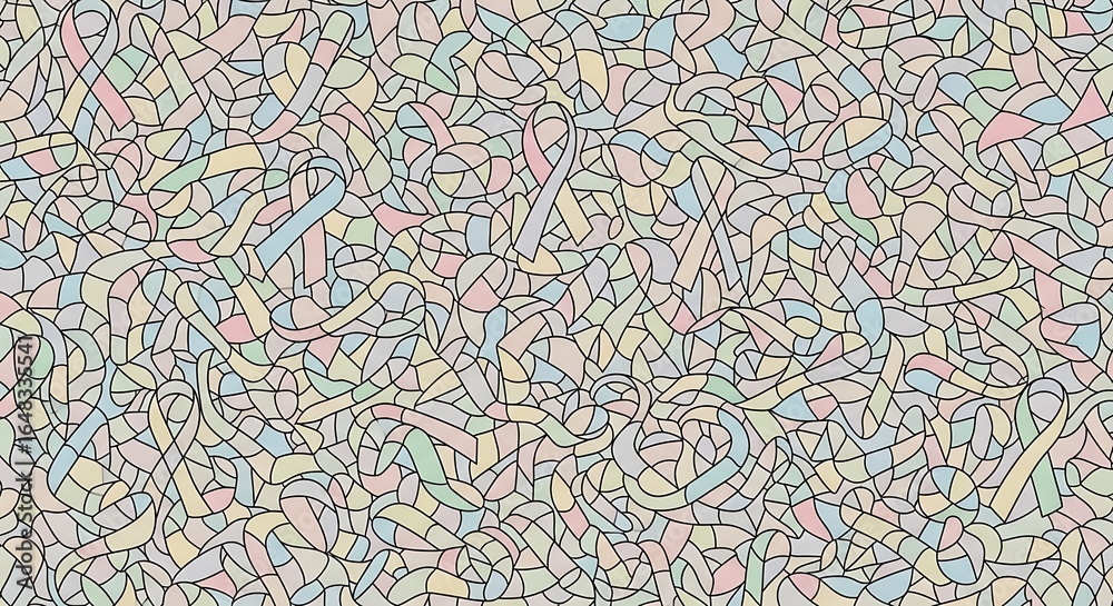 Fototapeta premium Elegant vector seamless pattern with ribbons in pastel tones, creating a soothing and calming