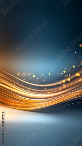 Abstract glowing waves of orange and blue light with sparkling bokeh effects for digital backgrounds and designs