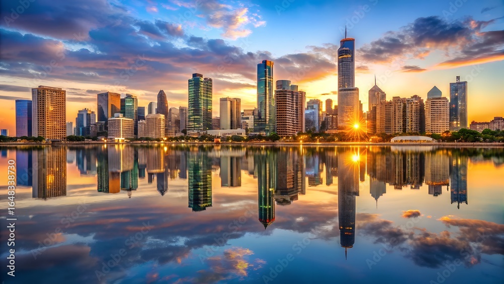 Fototapeta premium sunset in chicago