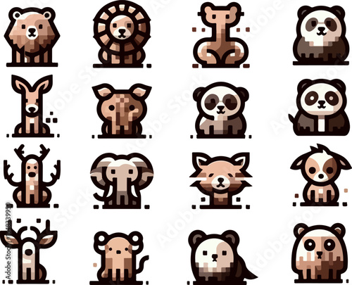 Vector sketch illustration image design collection of cute animal symbols icons, cool, modern abstract models for decoration