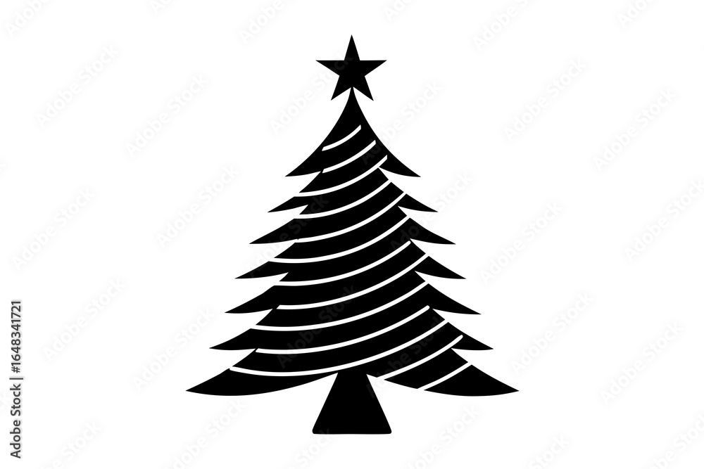 Fototapeta premium Classic Christmas Tree: Holiday Silhouette & Winter Icon