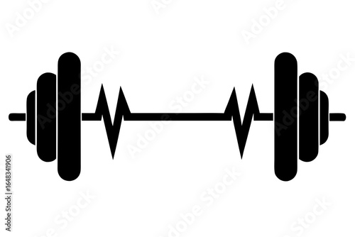 Fitness Heartbeat Barbell: Gym Health & Workout Icon
