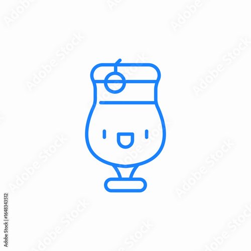 cocktail in tall glass with cherry icon sign vector