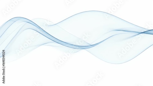 Blue ethereal smoke waves on a white background