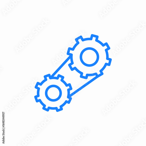 gear mechanism with belt or chain icon sign vector