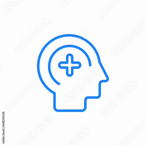 head profile with health cross icon sign vector