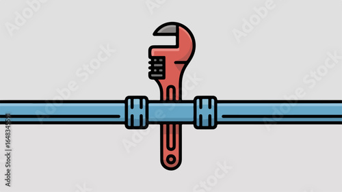 Wrench and pipe clip art for tools and repair illustrations