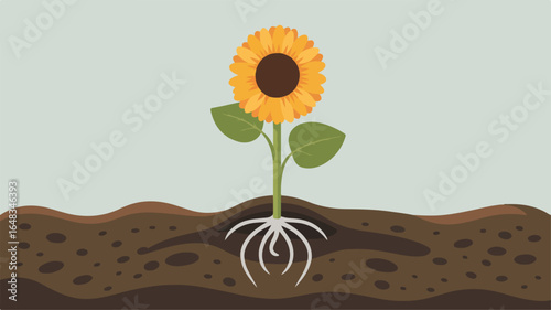 Sunflower Plant Growing in Soil