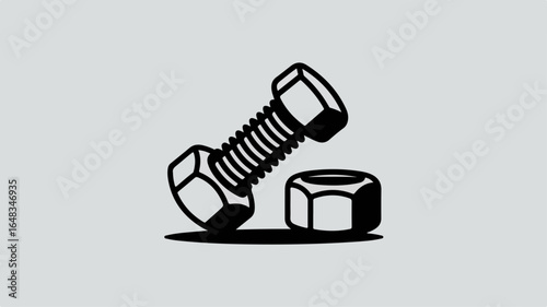 Screw and Nut Illustration for Mechanical Component Representation