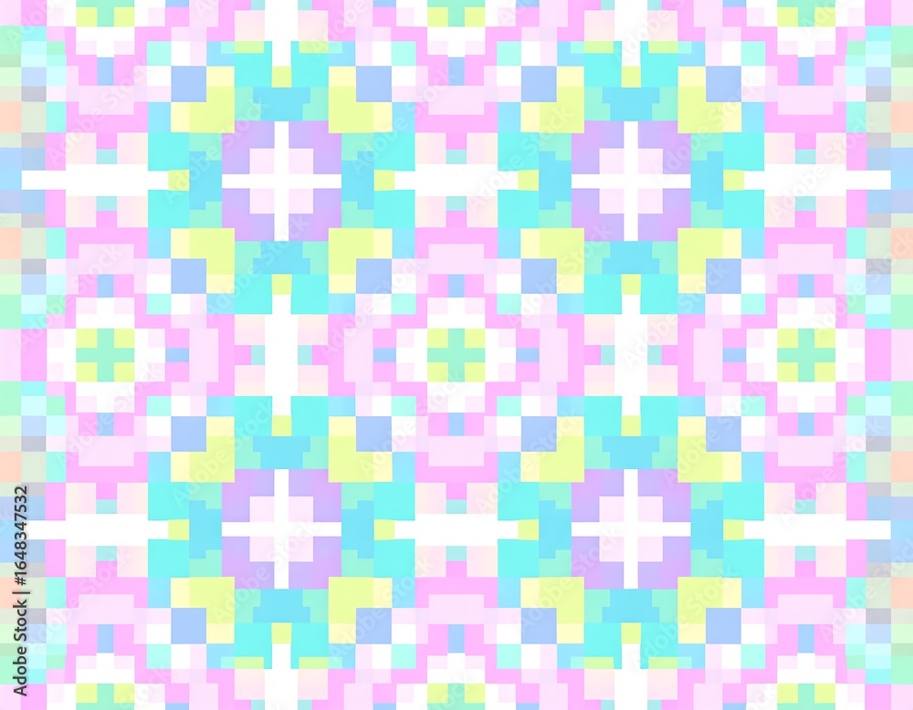 Fototapeta premium Colorful pixelated pattern with symmetrical design