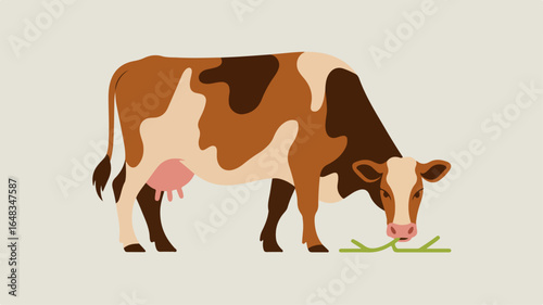 Cow grazing in field