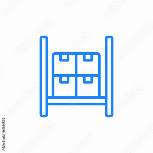 shelving unit with boxes icon sign vector