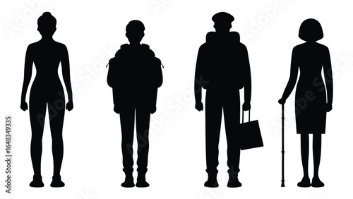 Diverse people silhouettes diversity male