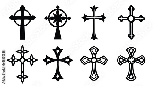 Ornate Celtic crosses and religious symbols christian